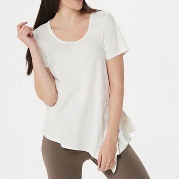 AnyBody Tops - AnyBody Cozy Knit Side Ruffle Tee  3049